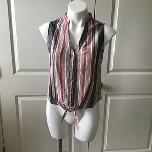 Drew striped Sleeveless V-neck button down top